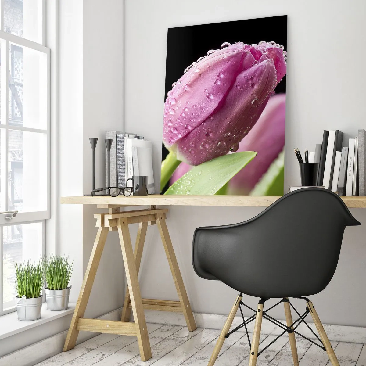 Obraz na skle - Liliový sen v rose - 50x70 cm