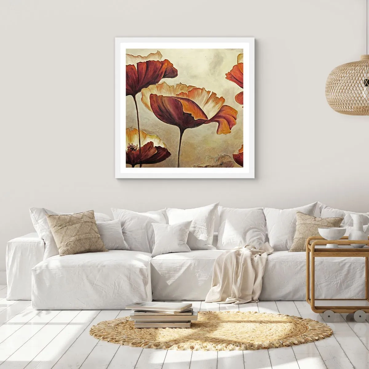 Plakát v bílém rámu - Lán louky - 30x30 cm