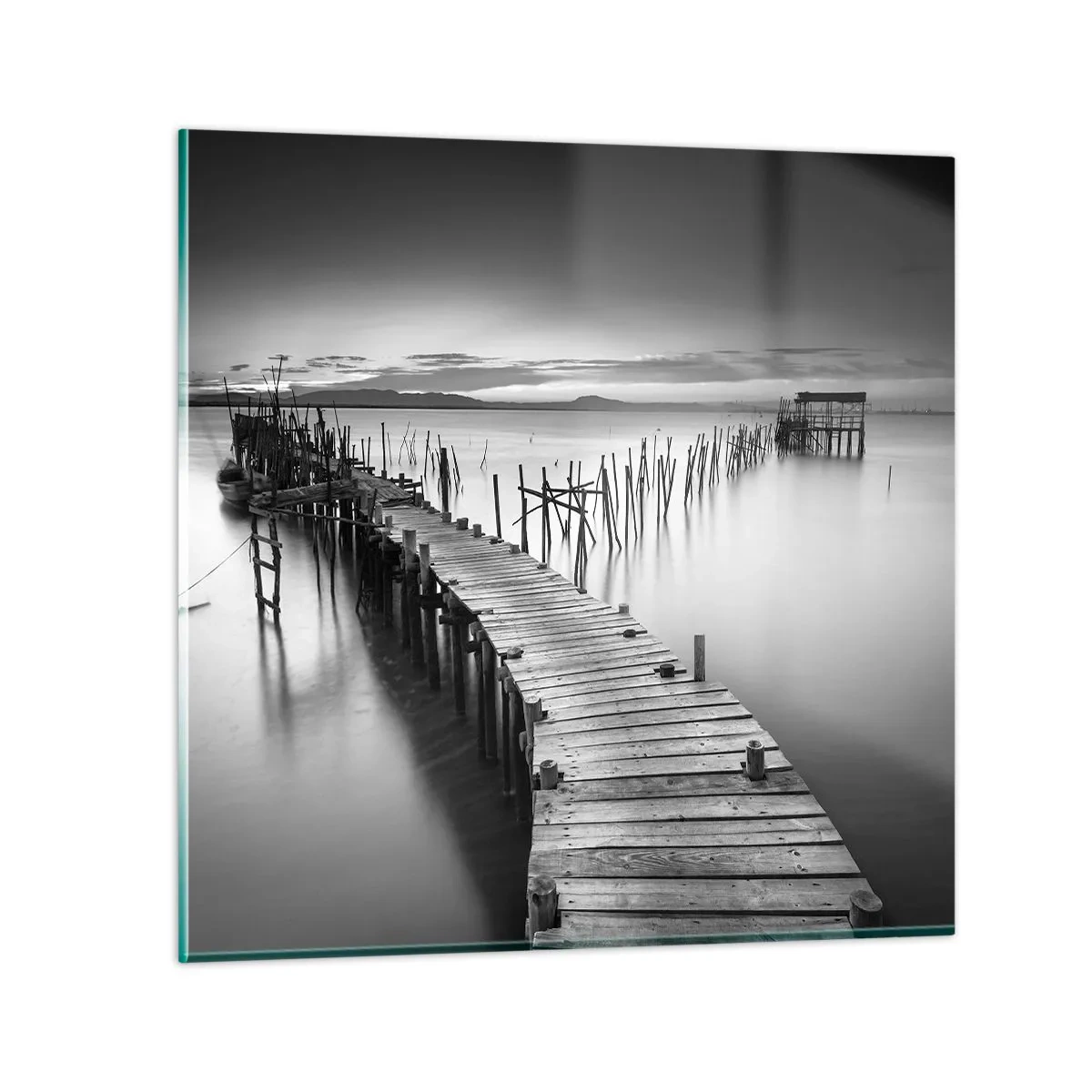 Obraz na skle - Klid zapomenutého břehu - 50x50 cm