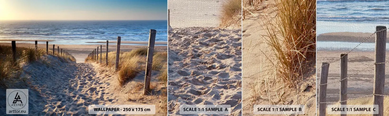 Vzor Fototapety Premium Canvas - Šumění moře, zpěv ptáků, divoká pláž uprostřed trávy… - Krajina, Pláž, Duny - 100x30 cm