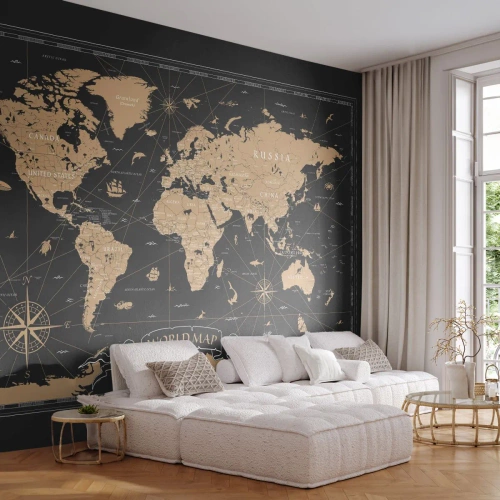 Fototapeta Premium Sand - Hranice mého světa - Mapa světa, Vinobraní, Retro - 100x70 cm