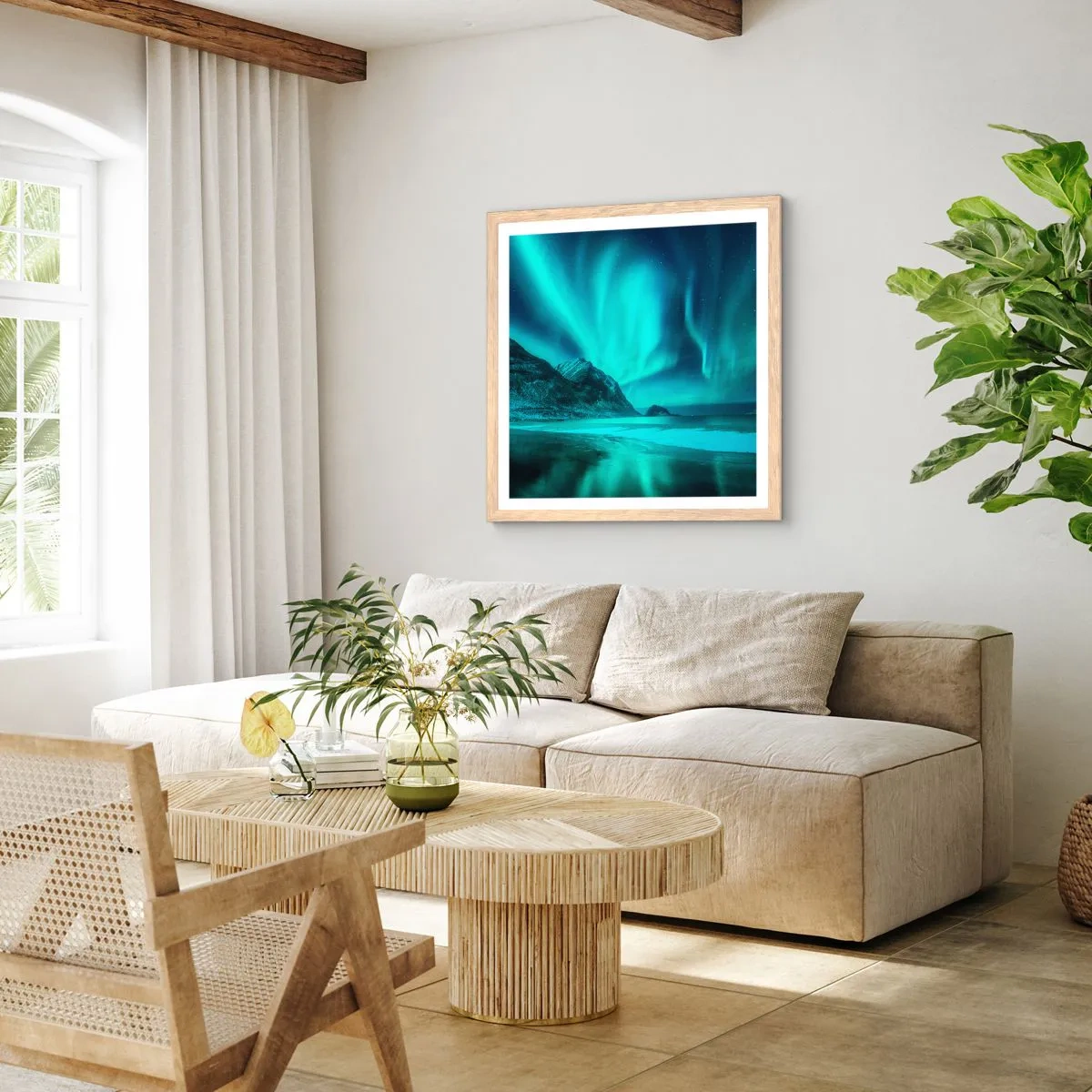 Plakát v rámu světlý dub - Divy severu - 40x40 cm