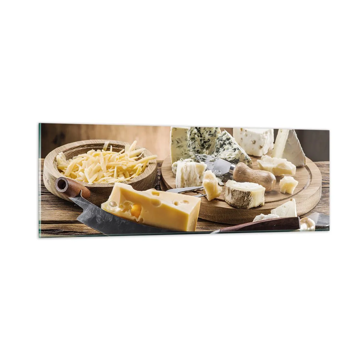 Obraz na skle - Usměj se na sýr - 90x30 cm