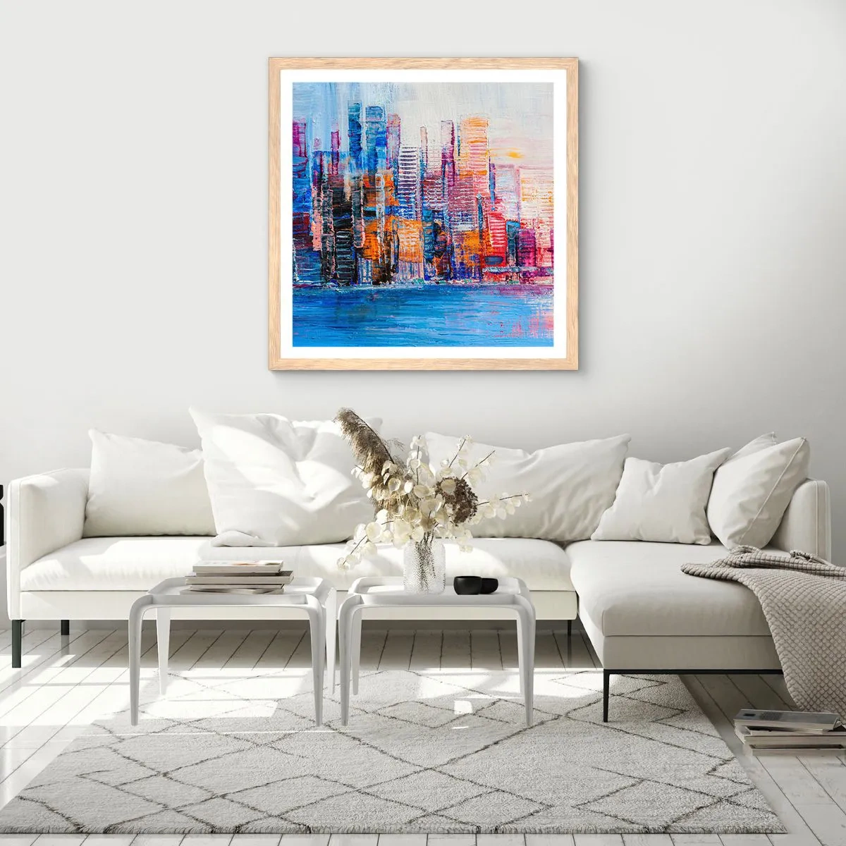 Plakát v rámu světlý dub - Radostná metropole - 60x60 cm