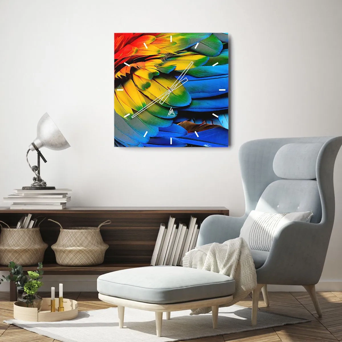 Nástěnné hodiny - Nebeský pták - 40x40 cm