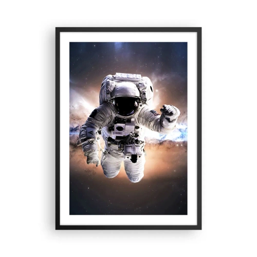 Plakát v černém rámu - Astronaut ve vesmíru - 50x70cm - Pozdravy z vesmíru - Moderní nástěnná dekorace do obývacího pokoje a ložnice ARTTOR