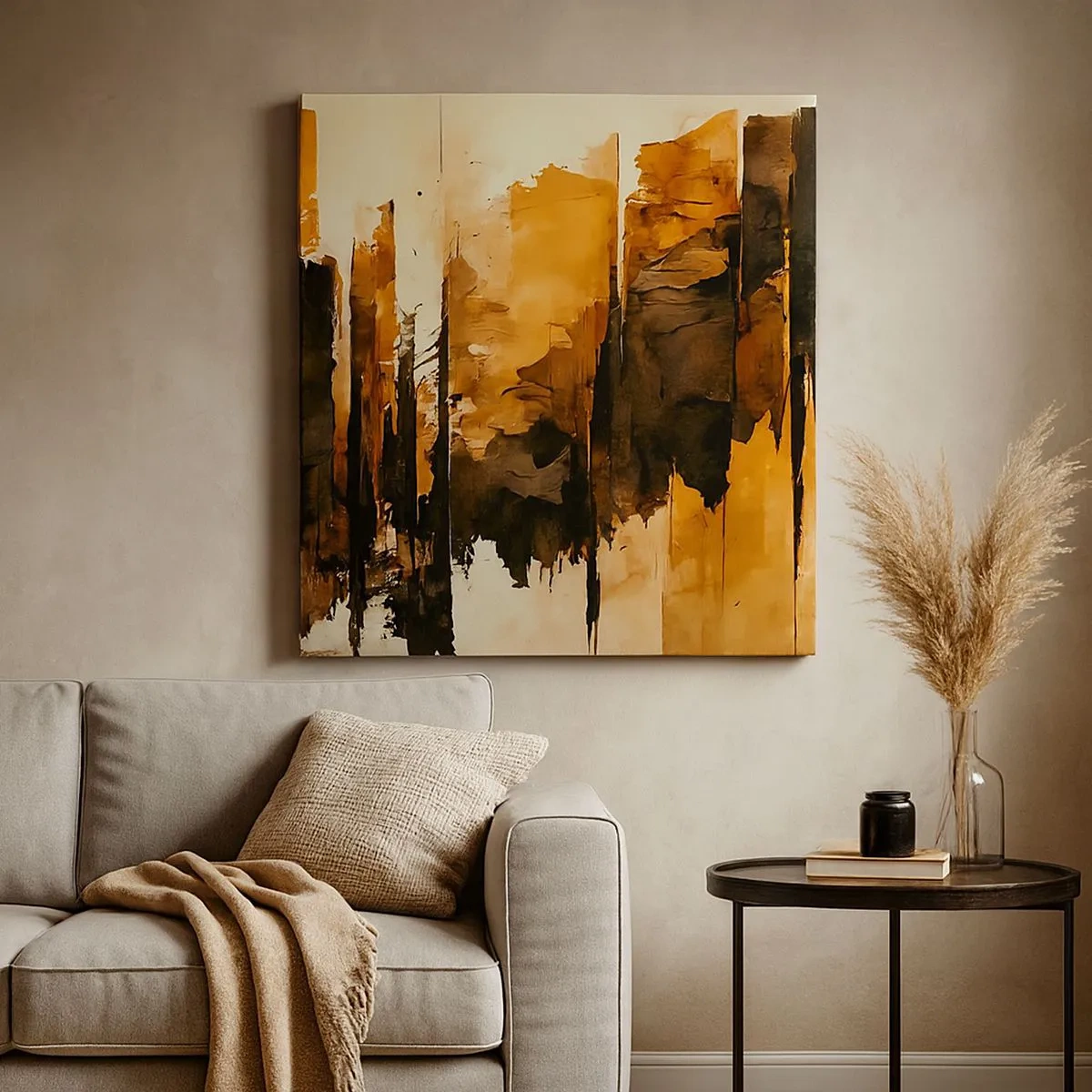 Obraz na plátně - Harmonie černé a zlaté - 30x30 cm