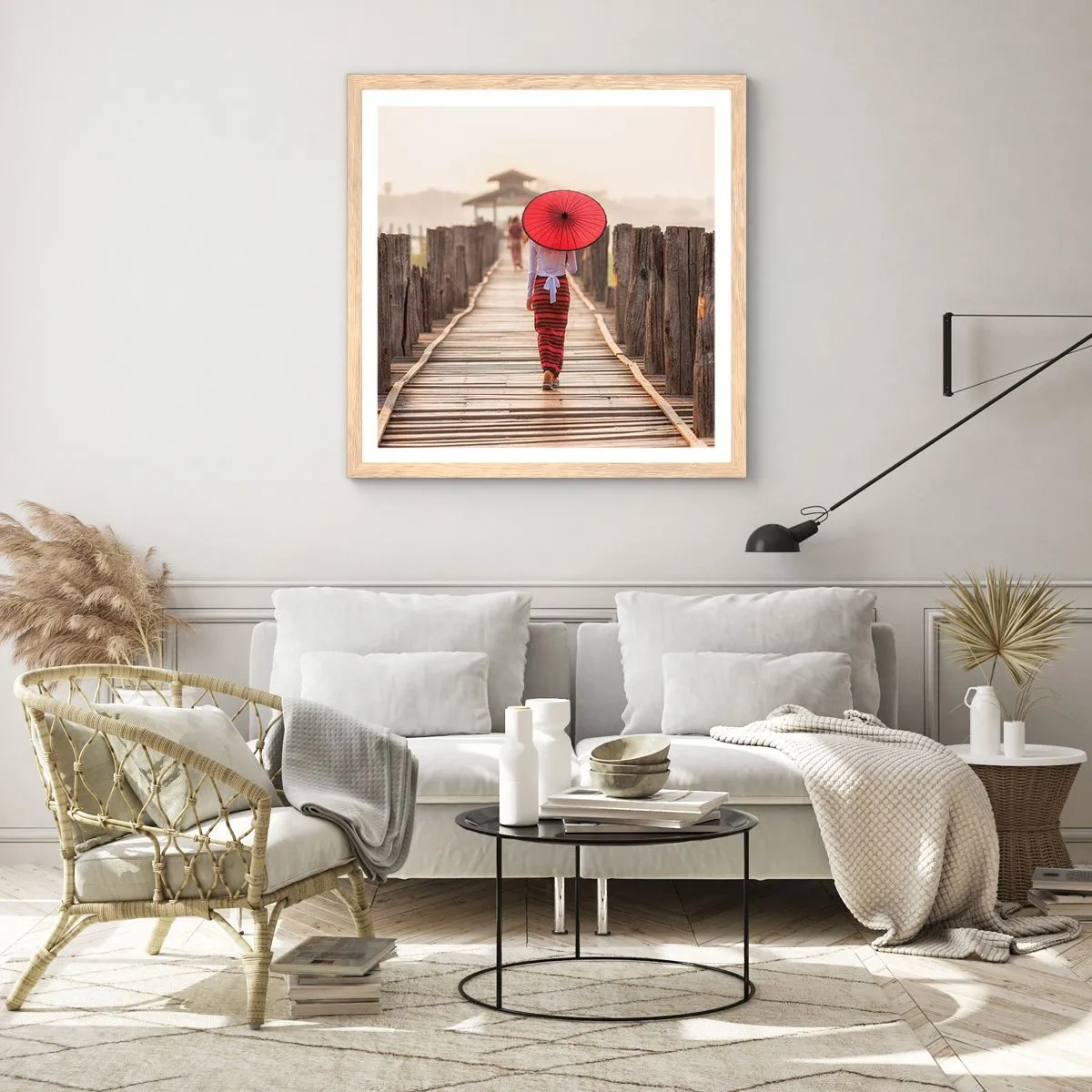 Plakát v rámu světlý dub - Na starém mostě - 60x60 cm