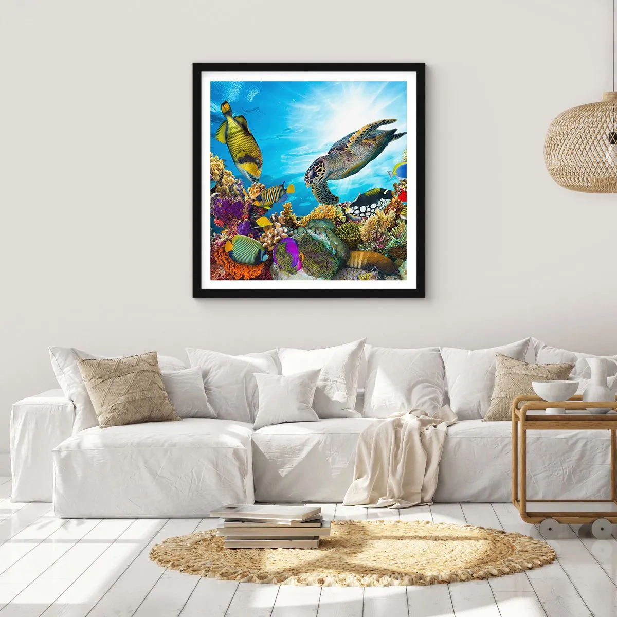 Plakát v černém rámu - Korálová promenáda - 60x60 cm