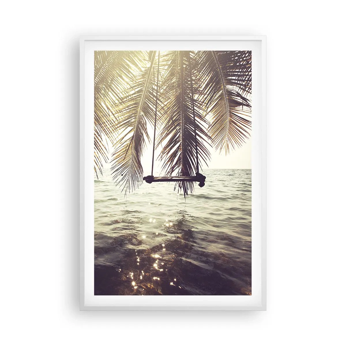 Plakát v bílém rámu - Houpat se libovolně v oblacích - 61x91 cm