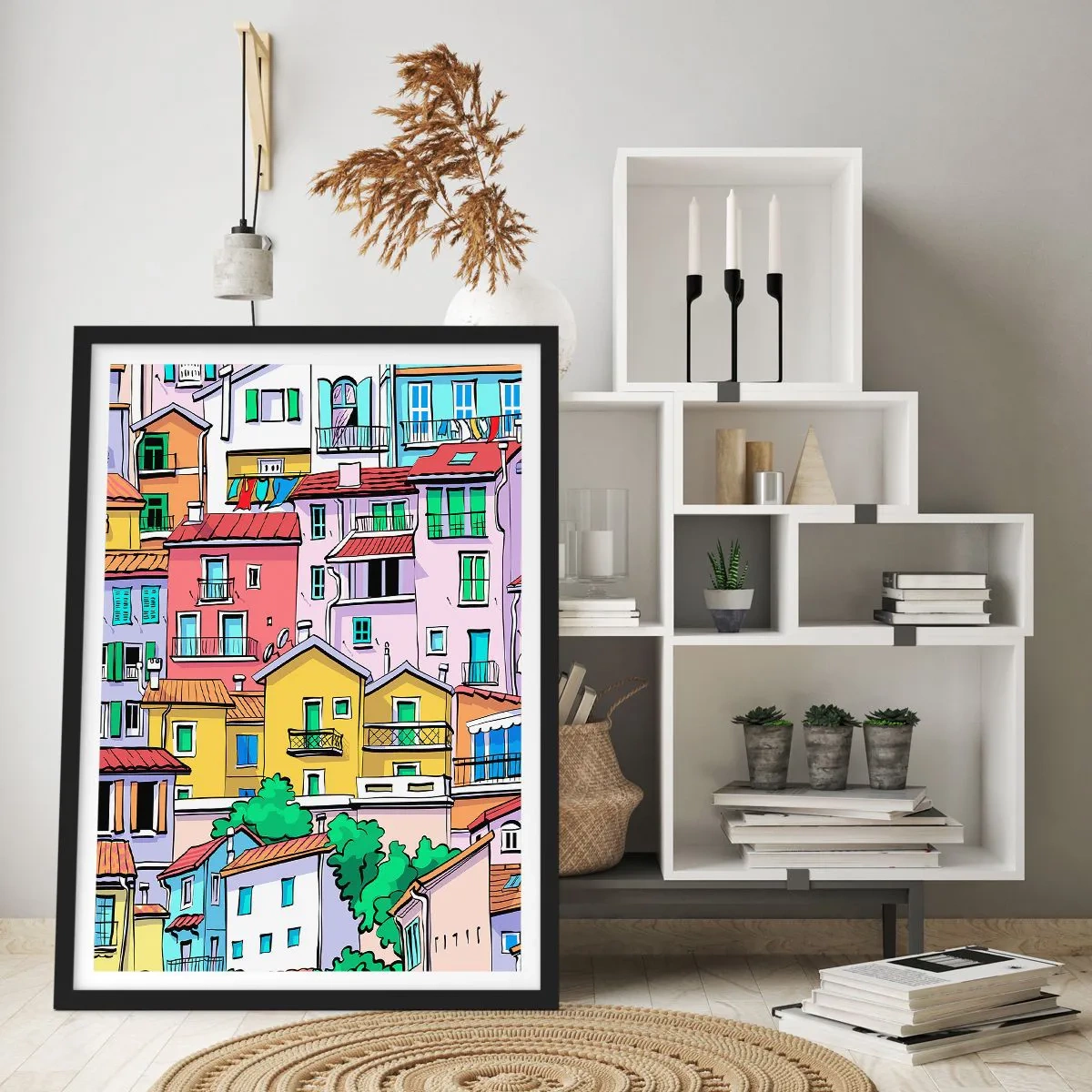 Plakát v černém rámu - Veselé město - 30x40 cm