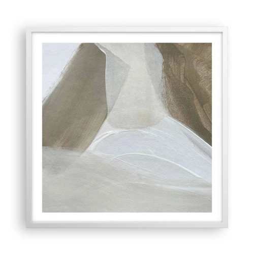 Plakát v bílém rámu - Vlna bílé - 60x60 cm