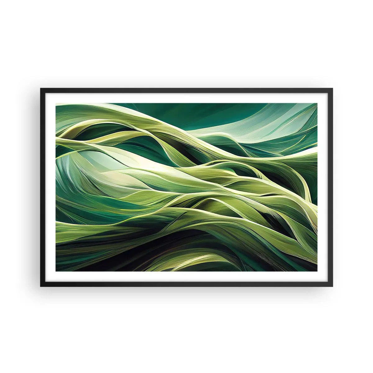 Plakát v černém rámu - Abstraktní hra na zelenou - 91x61 cm