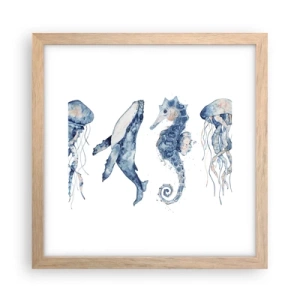 Plakát v rámu světlý dub - Mořská divočina - 30x30 cm