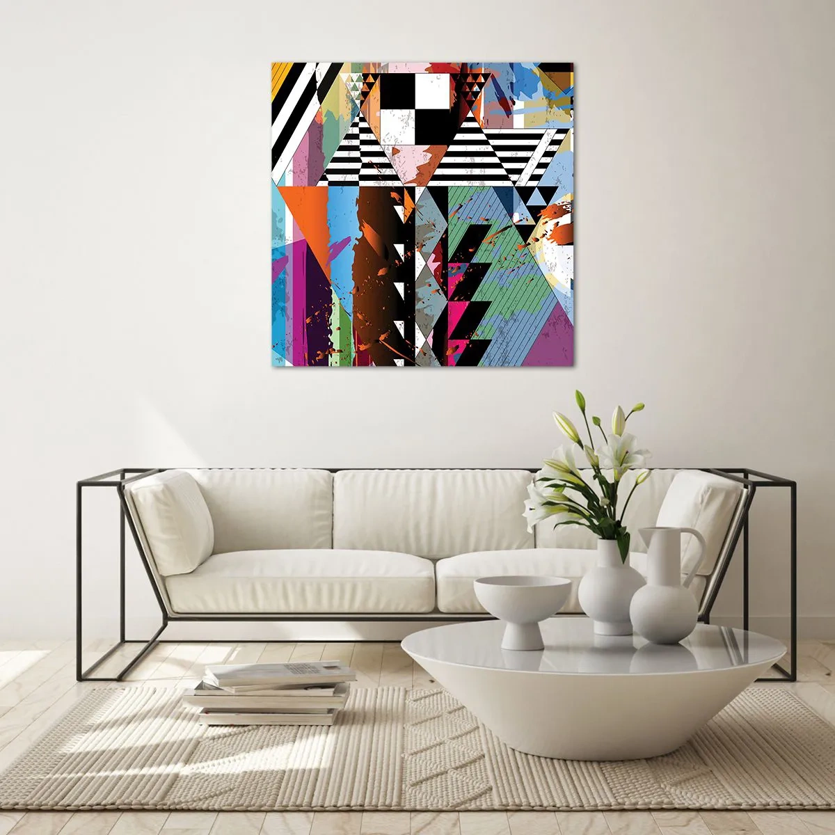 Obraz na skle - Geometricky a organicky - 70x70 cm
