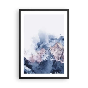 Plakát v černém rámu - Abstraktní hory v odstínech modré - 50x70cm - To jsou vrcholy! - Moderní nástěnná dekorace do obývacího pokoje a ložnice ARTTOR