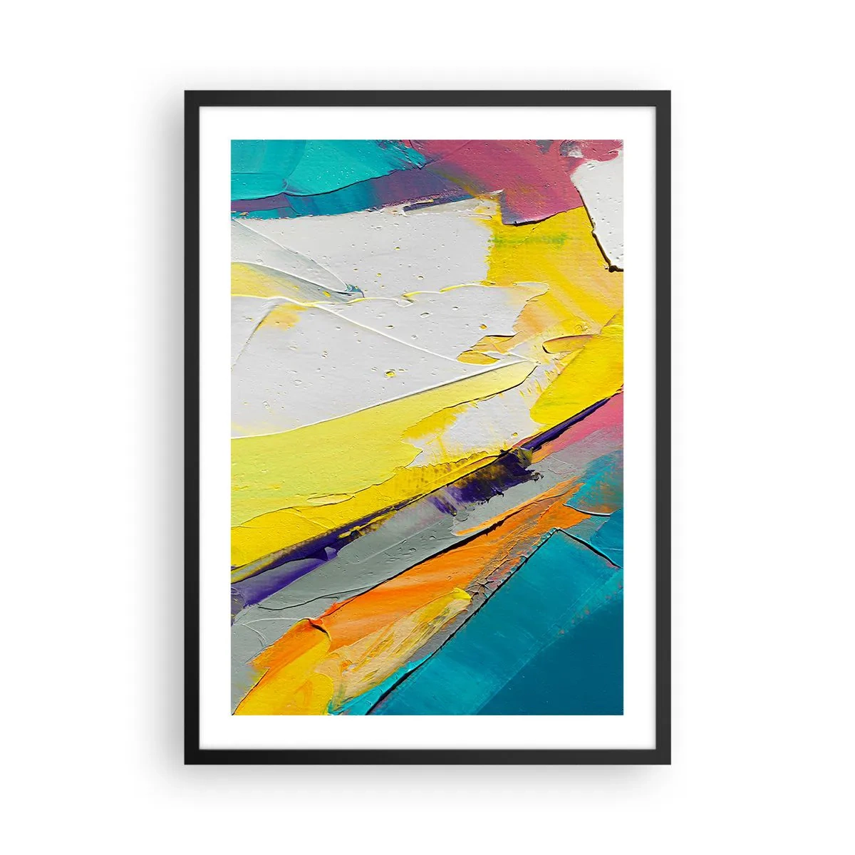 Plakát v černém rámu - Abstraktní obraz s dynamickými barvami ve světlých tónech. - 50x70cm - Anatomie světla - Moderní nástěnná dekorace do obývacího pokoje a ložnice ARTTOR