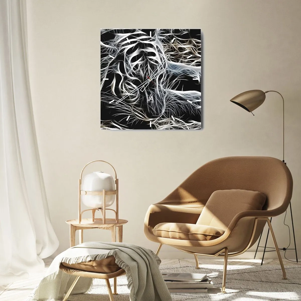 Nástěnné hodiny - Studie kočičí lehkosti - 30x30 cm