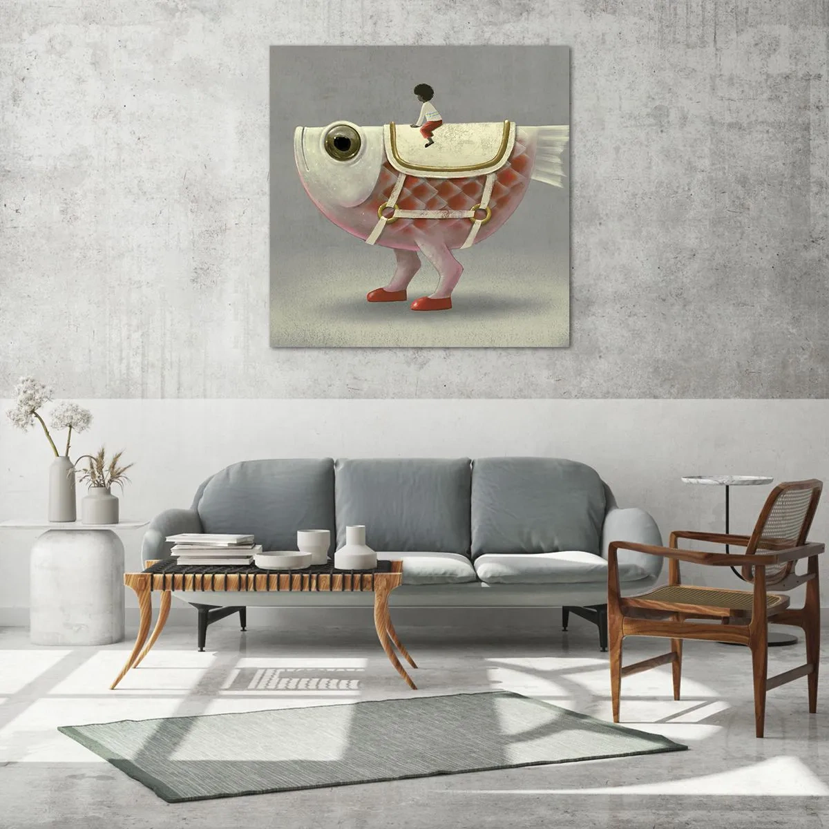 Obraz na skle - Rybí jezdec - 30x30 cm