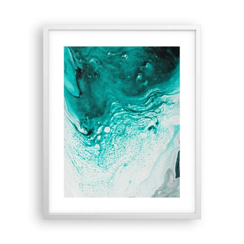 Plakát v bílém rámu - Propadnout v bílé a tyrkysové - 40x50 cm