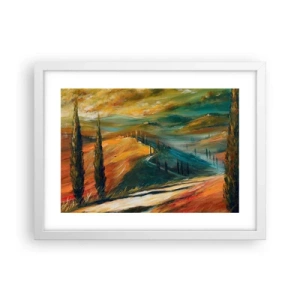 Plakát v bílém rámu - Toskánská krajina - 40x30 cm