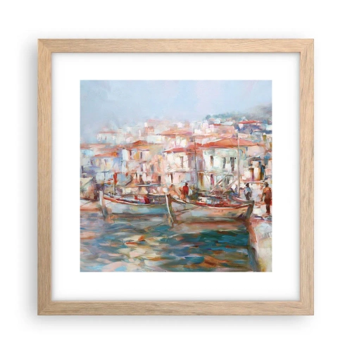 Plakát v rámu světlý dub - Pastelová dovolená - 30x30 cm