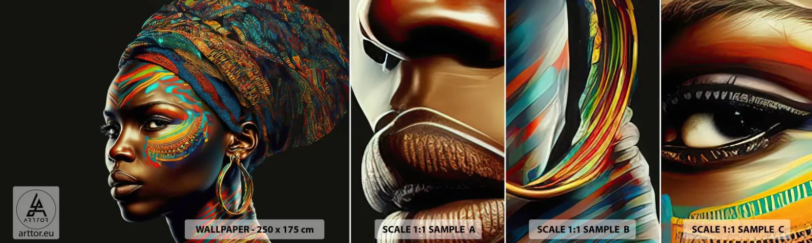 Vzor Fototapety Samolepicí Deluxe Sticker - Africká královna - Turban, Kmeny, Afro-Američan - 100x30 cm