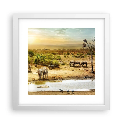 Plakát v bílém rámu - „Z ráje opět pramenila řeka…“ - 30x30 cm