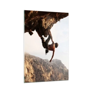 Obraz na skle - Svět smrsknutý v ruce na sesuvu balvanu - 70x100 cm