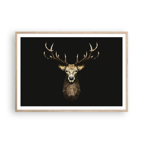 Plakát v rámu světlý dub - Kubistický jelen - 100x70 cm