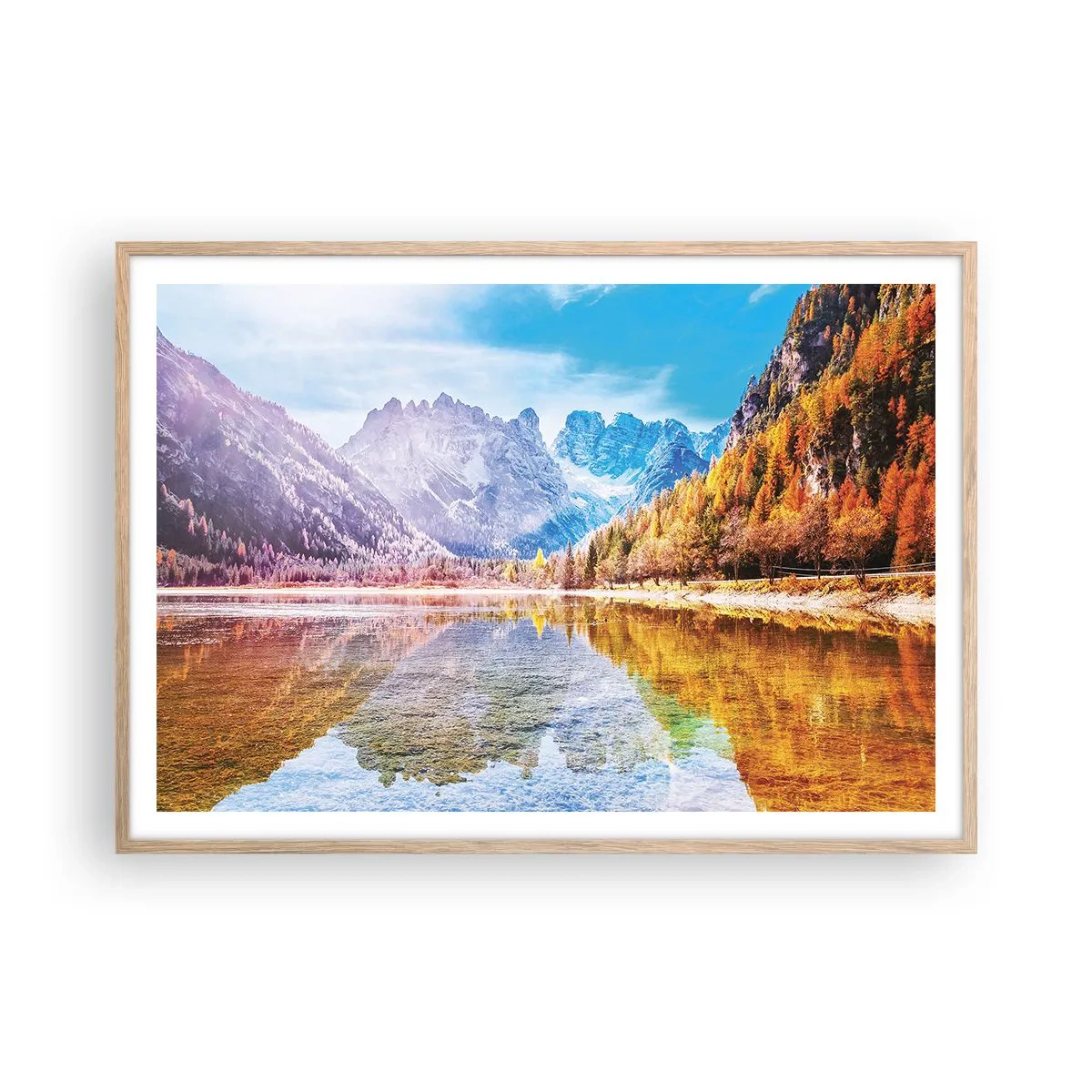 Plakát v rámu světlý dub - A v horách už je podzim - 100x70 cm