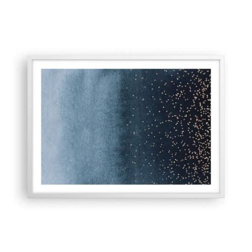 Plakát v bílém rámu - Kompozice – modré fáze - 70x50 cm