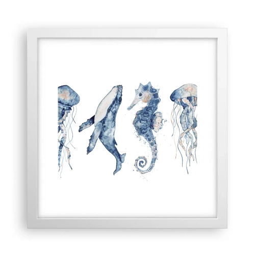 Plakát v bílém rámu - Mořská divočina - 30x30 cm