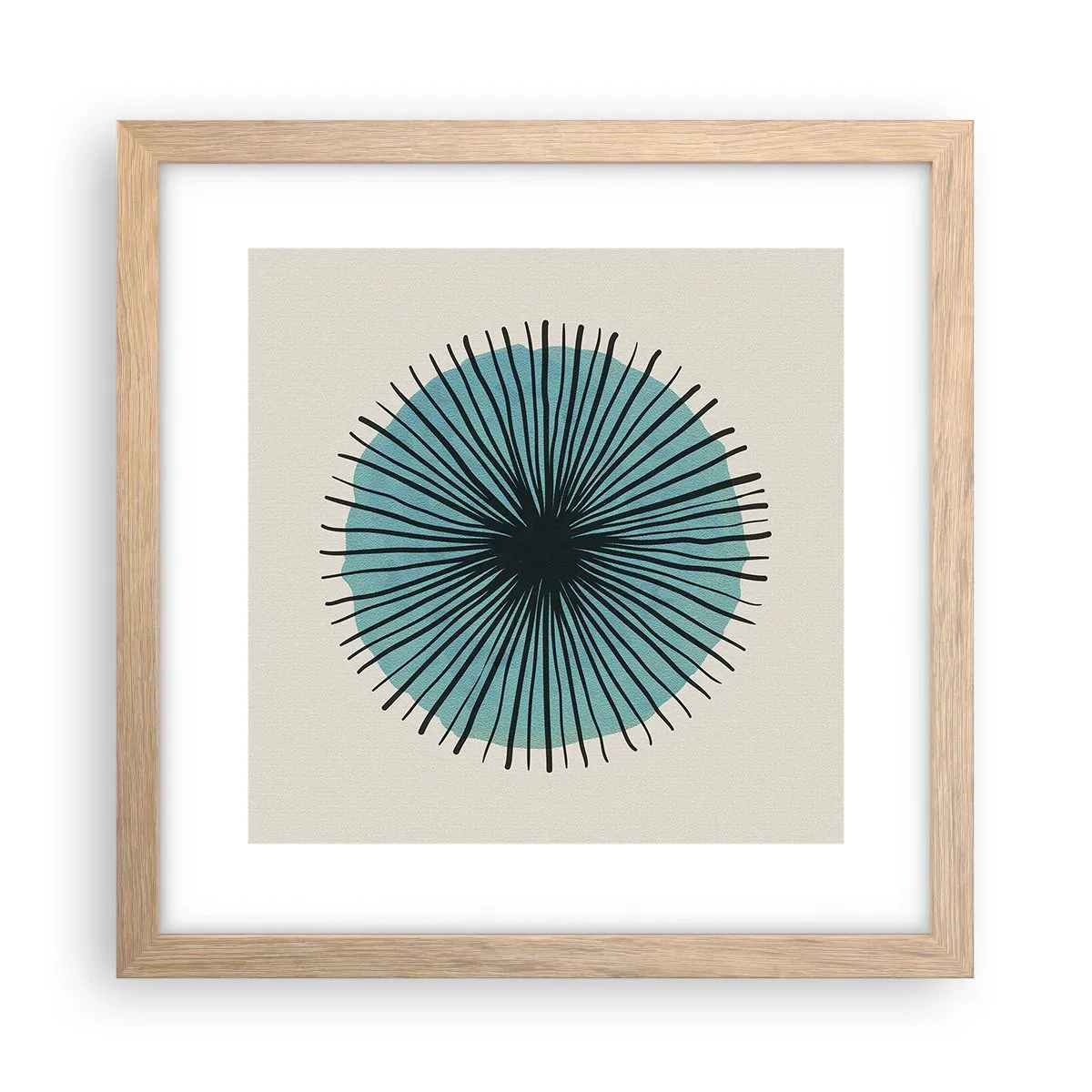 Plakát v rámu světlý dub - Zářící modrá - 30x30 cm