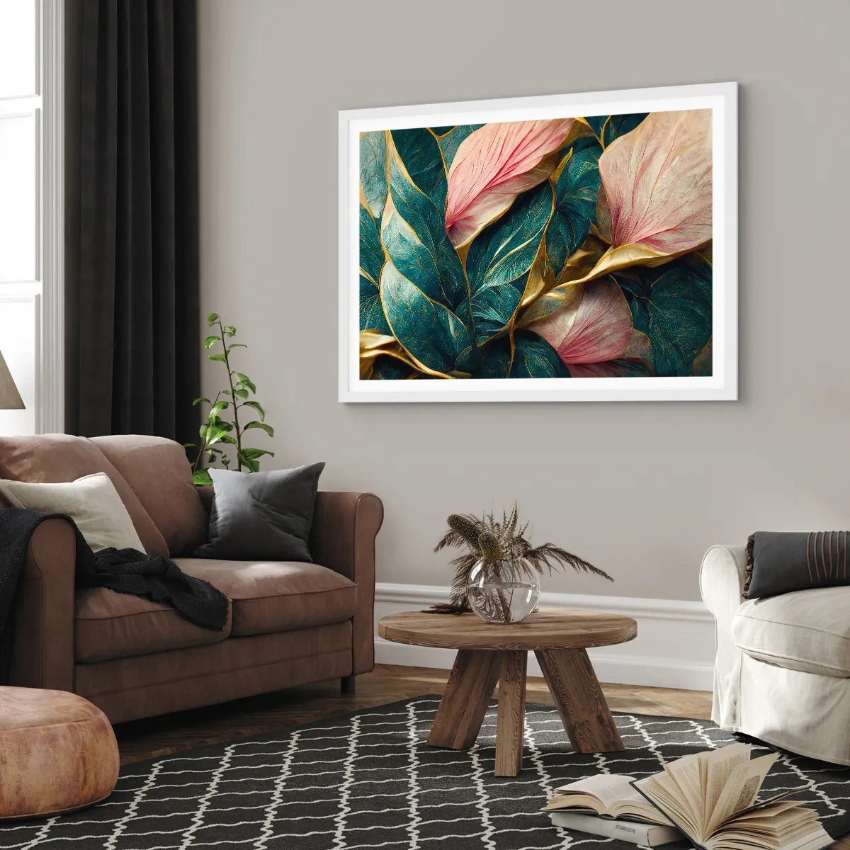 Plakát v bílém rámu - Přirozená elegance a styl - 100x70 cm