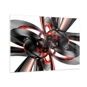 Obraz na skle - Pohyb v grafitové a červené - 100x70 cm