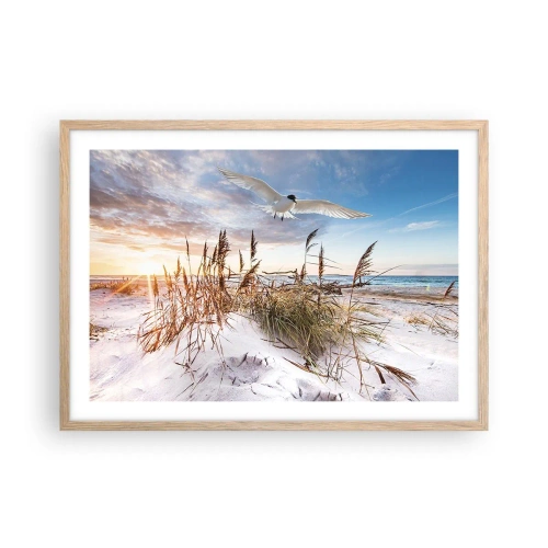 Plakát v rámu světlý dub - Vítr od moře - 70x50 cm