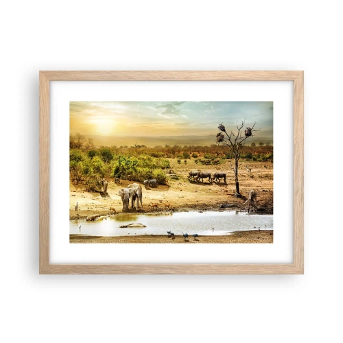 Plakát v rámu světlý dub - „Z ráje opět pramenila řeka…“ - 40x30 cm