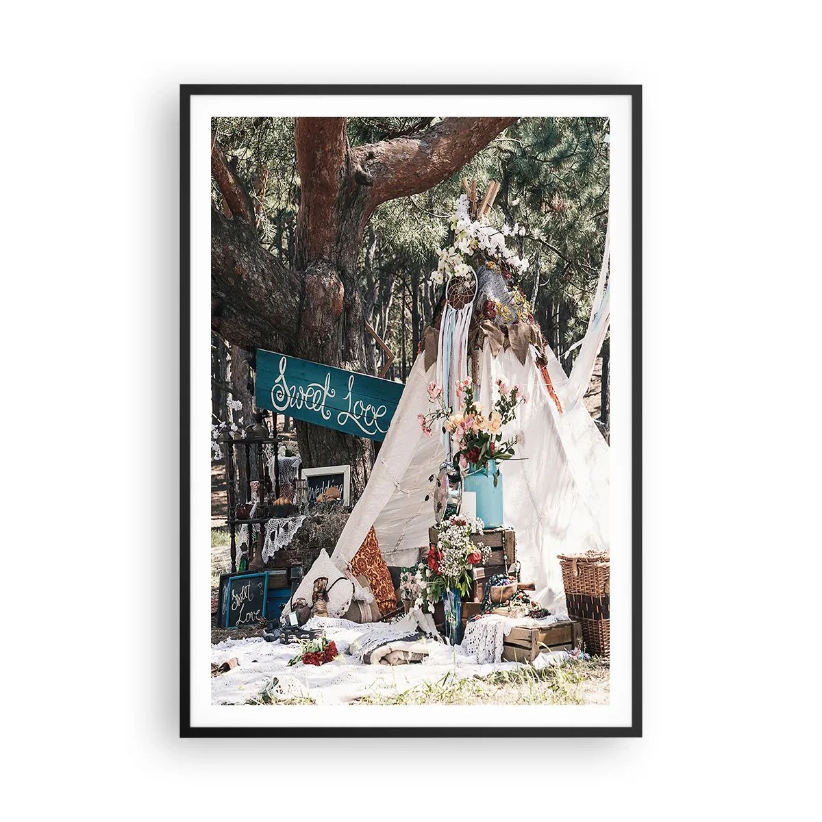 Plakát v černém rámu - Make love… - 70x100 cm