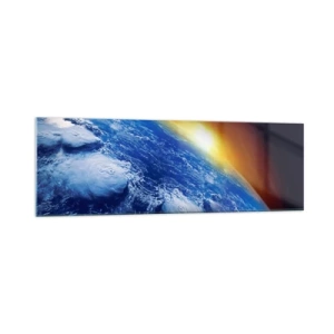 Obraz na skle - Východ slunce nad modrou planetou - 160x50 cm