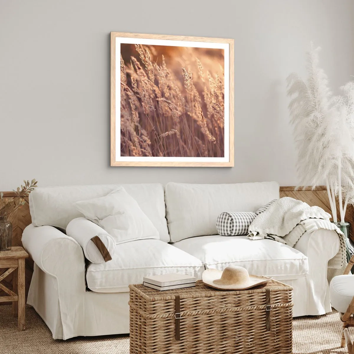 Plakát v rámu světlý dub - Připraveni přivítat podzim - 60x60 cm