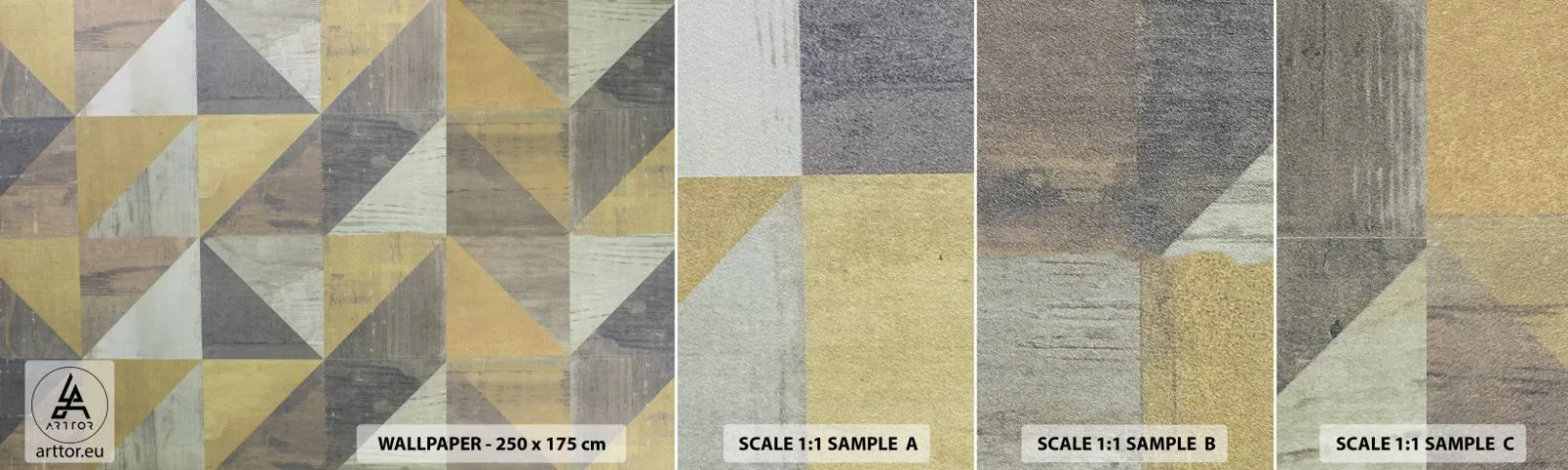 Vzor Fototapety Samolepicí Deluxe Sticker - V úhlu trojúhelníku - Abstrakce, Kus, Trojúhelníky - 100x30 cm