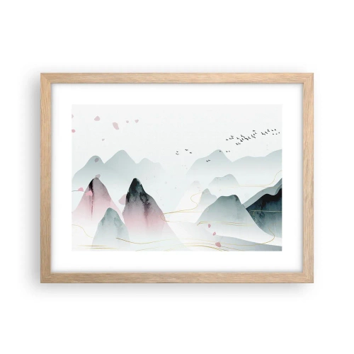 Plakát v rámu světlý dub - Přes vrcholy - 40x30 cm