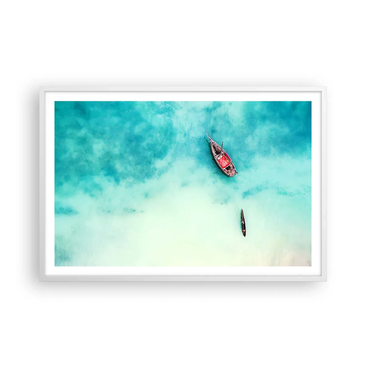 Plakát v bílém rámu - Protože na plážích Zanzibaru, když je přebytek vody… - 91x61 cm