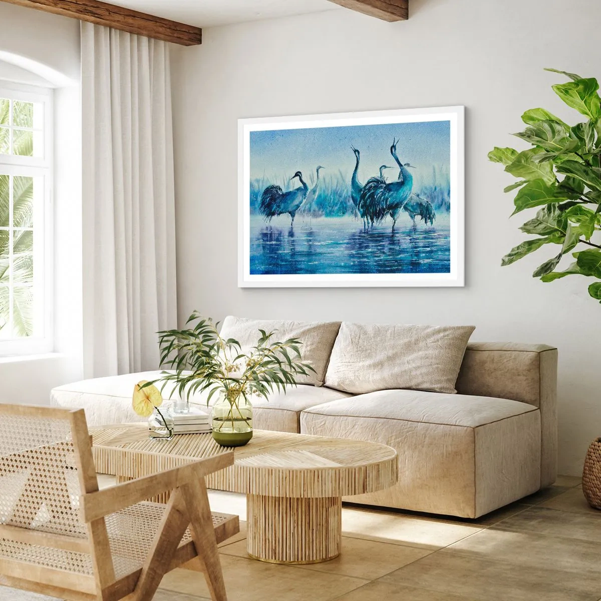 Plakát v bílém rámu - Ranní setkání - 91x61 cm