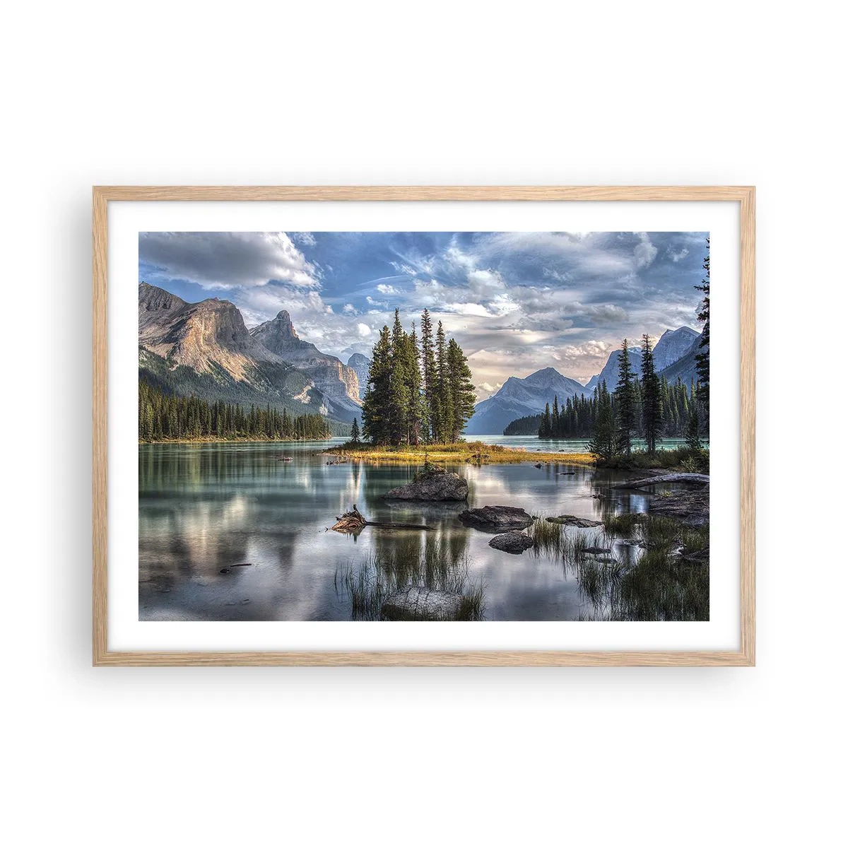 Plakát v rámu světlý dub - U velké a čisté vody… - 70x50 cm