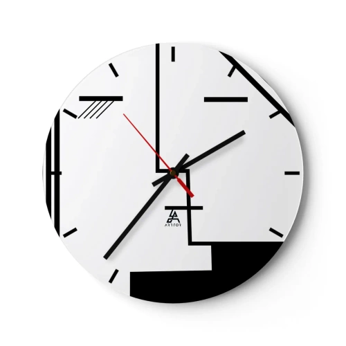 Nástěnné hodiny - Minimalistická černobílá grafika s geometrickými liniemi - 30x30cm - Prostě polibek - Moderní nástěnná dekorace do obývacího pokoje, kuchyně a ložnice ARTTOR