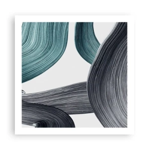 Plakát - Smaragdové a černé vlny - 60x60 cm