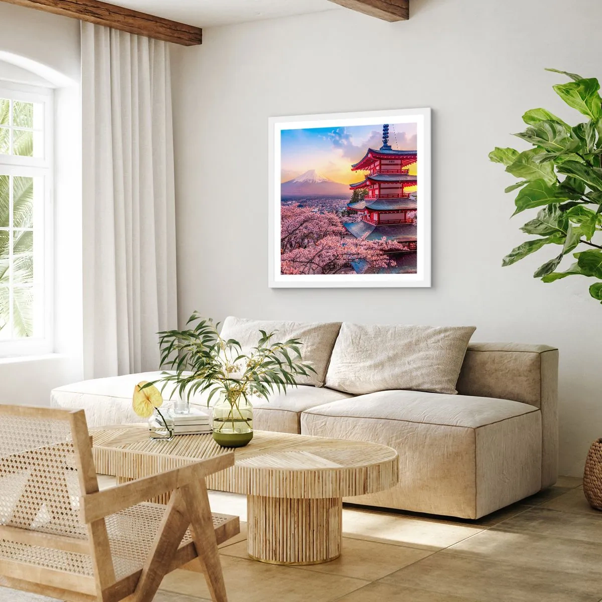 Plakát v bílém rámu - Podstata japonského ducha - 60x60 cm