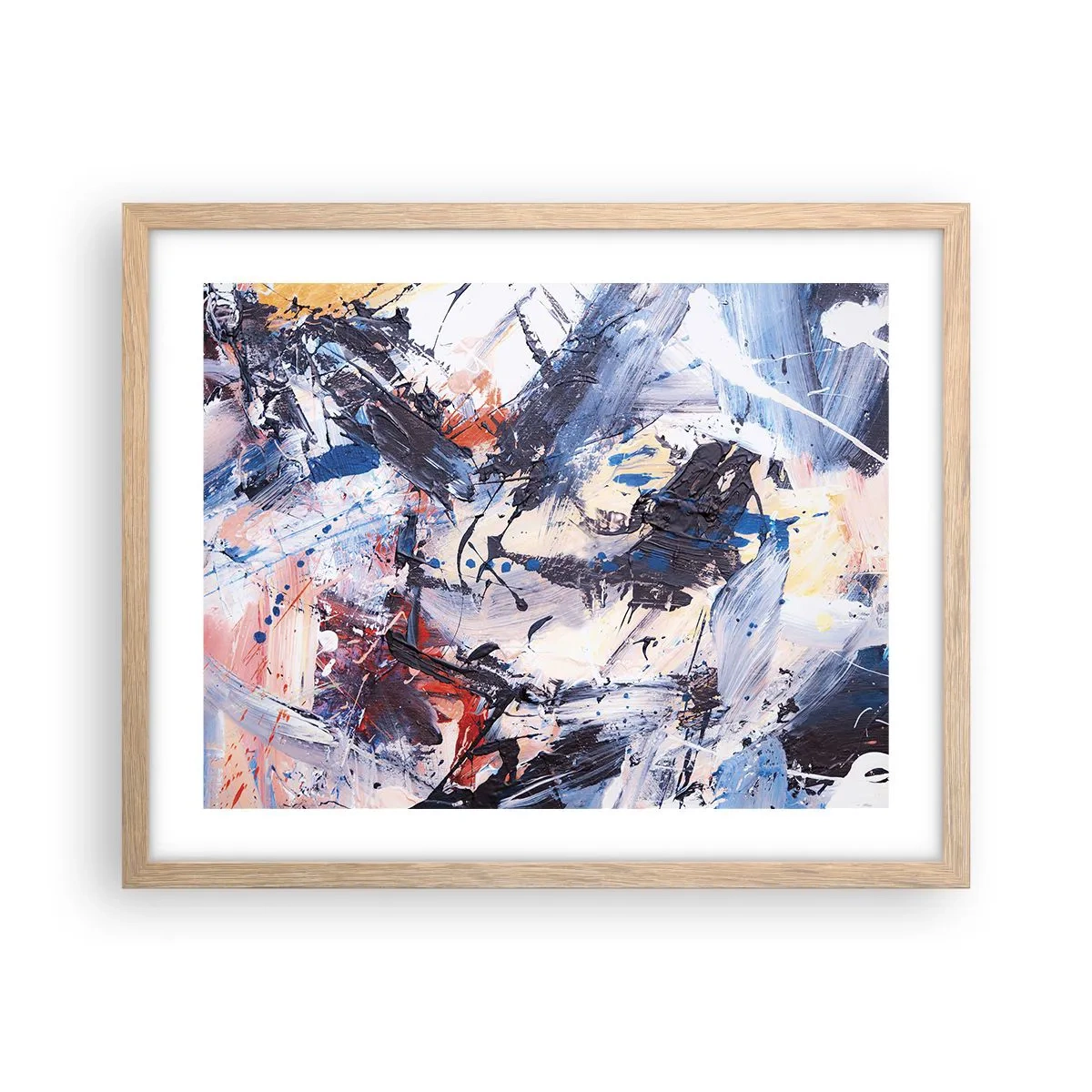 Plakát v rámu světlý dub - Bláznivý tanec abstrakce - 50x40 cm